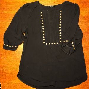 41 HAWTHORN black blouse with gold stud detail